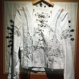 Free People BitterSweet lace-up lacy tunic blouse!